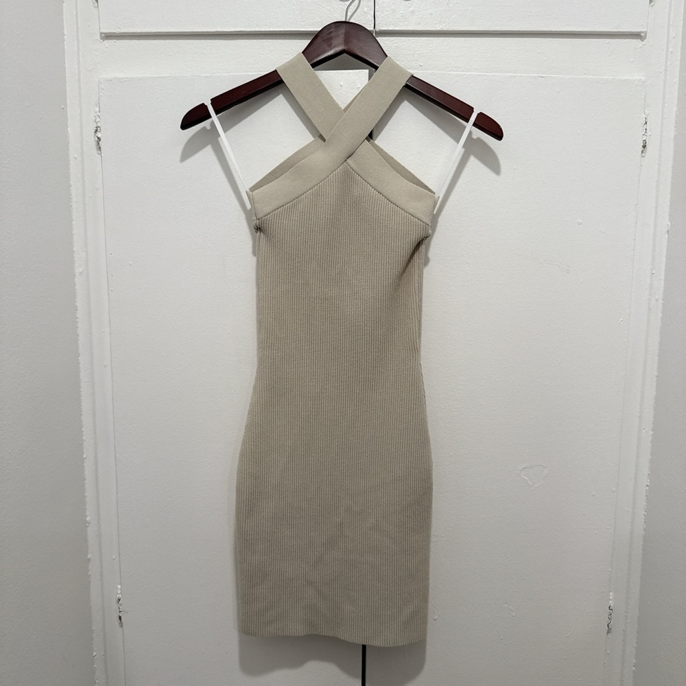 Babaton Strapless Beige Dress